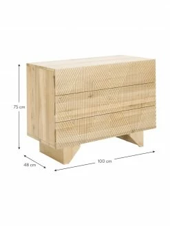 Westwing Collection Commode bois de chêne massif avec tiroirs Louis, larg. 100 x haut. 75 cm -Salle à manger Soldes Commode bois de chene massif avec tiroirs Louis 3