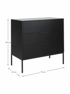 Commode noire à tiroirs Adam, larg. 94 x haut. 93 cm -Salle à manger Soldes Commode noire a tiroirs Adam 2