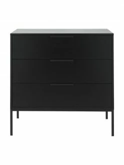 Commode noire à tiroirs Adam, larg. 94 x haut. 93 cm -Salle à manger Soldes Commode noire a tiroirs Adam 3