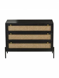 Westwing Collection Commode noire en cannage Vienna, larg. 105 x haut. 78 cm -Salle à manger Soldes Commode noire en cannage Vienna 5