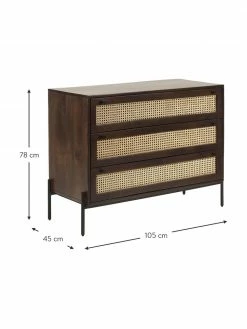 Westwing Collection Commode noire en cannage brun foncé Vienna, larg. 105 x haut. 78 cm 12 Westwing Collection Commode noire en cannage brun foncé Vienna, larg. 105 x haut. 78 cm -Salle à manger Soldes Commode noire en cannage brun fonce Vienna 4