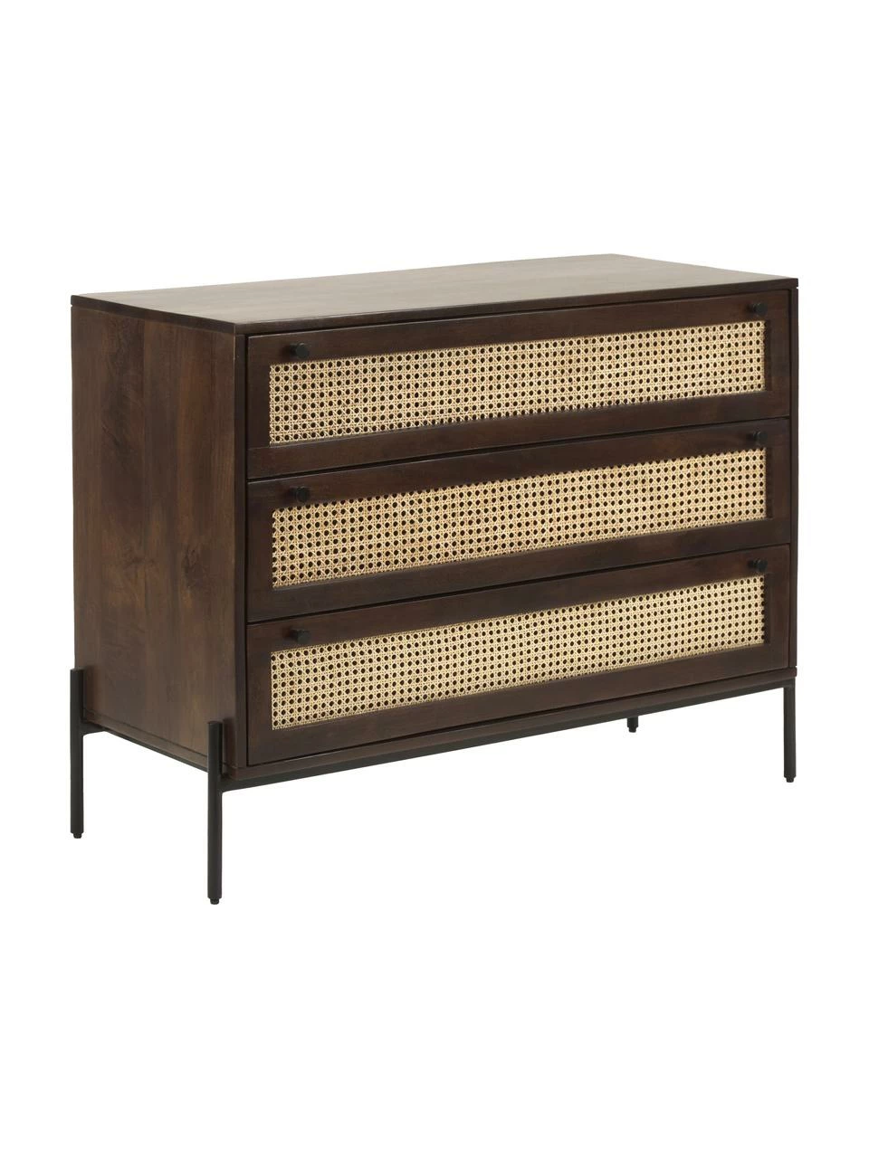 Westwing Collection Commode noire en cannage brun foncé Vienna, larg. 105 x haut. 78 cm 3 Westwing Collection Commode noire en cannage brun foncé Vienna, larg. 105 x haut. 78 cm