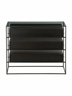 Westwing Collection Commode noire plateau en verre Lyle, larg. 100 x haut. 82 cm 13 Westwing Collection Commode noire plateau en verre Lyle, larg. 100 x haut. 82 cm -Salle à manger Soldes Commode noire plateau en verre Lyle 11