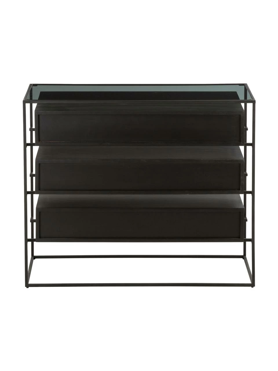 Westwing Collection Commode noire plateau en verre Lyle, larg. 100 x haut. 82 cm 8 Westwing Collection Commode noire plateau en verre Lyle, larg. 100 x haut. 82 cm – Image 6