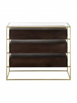 Westwing Collection Commode noire plateau en verre Lyle, larg. 100 x haut. 82 cm -Salle à manger Soldes Commode noire plateau en verre Lyle 5