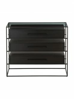 Westwing Collection Commode noire plateau en verre Lyle, larg. 100 x haut. 82 cm 11 Westwing Collection Commode noire plateau en verre Lyle, larg. 100 x haut. 82 cm -Salle à manger Soldes Commode noire plateau en verre Lyle 9