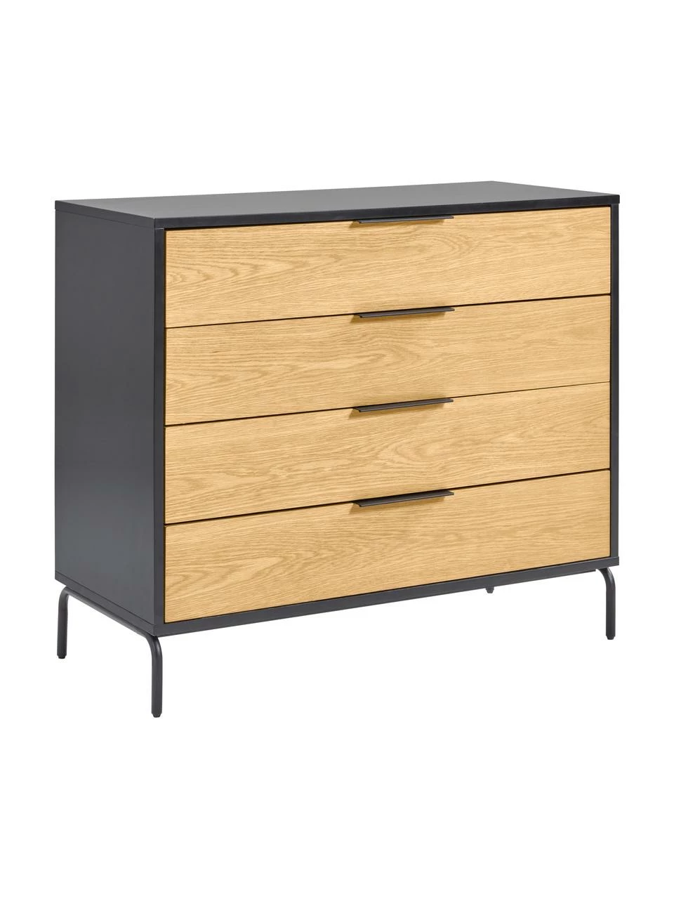 Commode plaquée chêne Stellar, larg. 100 x haut. 90 cm 3 Commode plaquée chêne Stellar, larg. 100 x haut. 90 cm