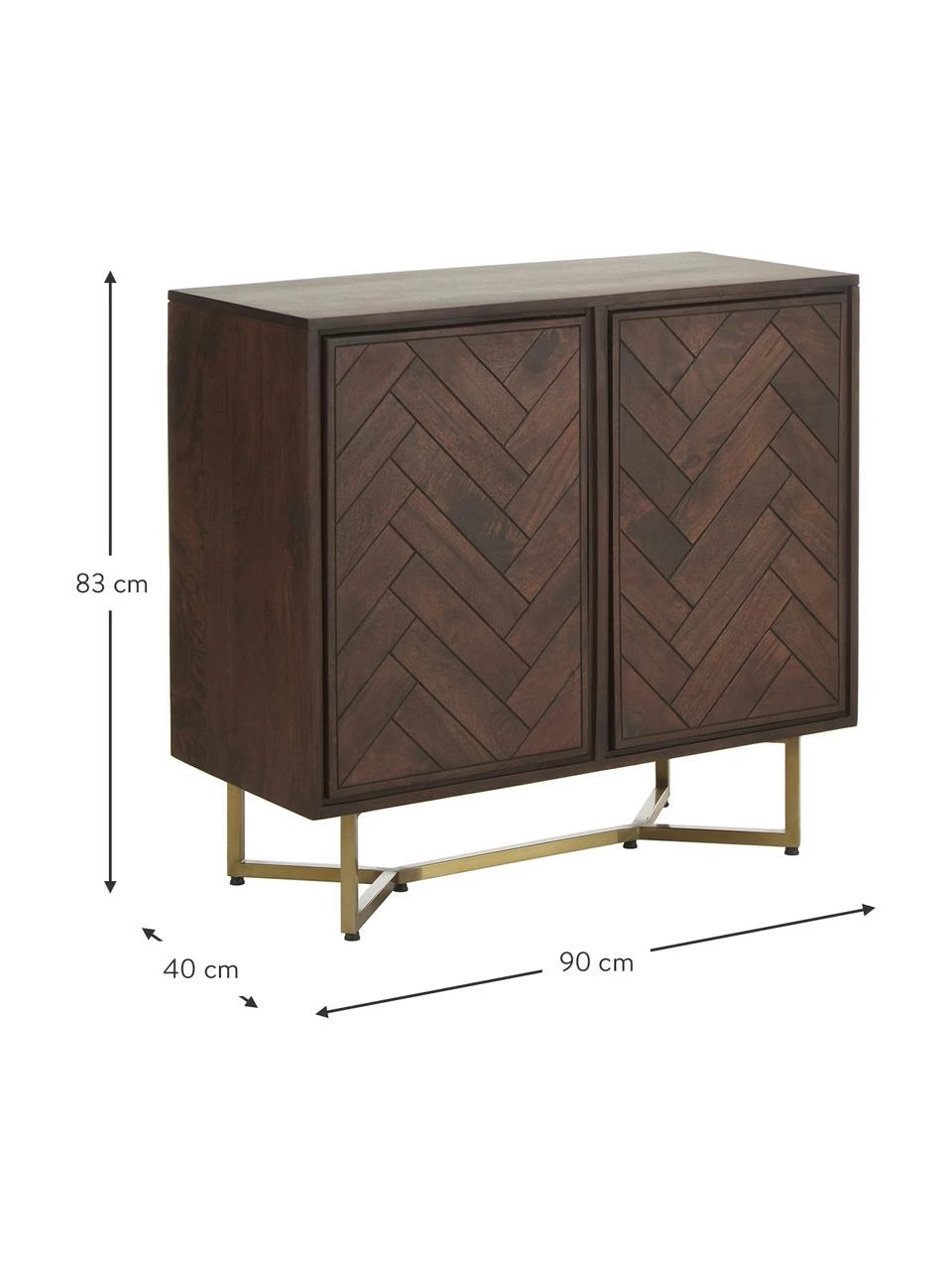 Westwing Collection Enfilade bois massif motif chevrons Luca, larg. 90 x haut. 83 cm 5 Westwing Collection Enfilade bois massif motif chevrons Luca, larg. 90 x haut. 83 cm – Image 3