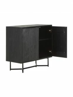 Westwing Collection Enfilade bois massif noir Luca, larg. 90 x haut. 83 cm -Salle à manger Soldes Enfilade bois massif noir Luca 10