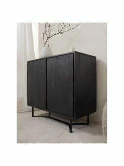 Westwing Collection Enfilade bois massif noir Luca, larg. 90 x haut. 83 cm -Salle à manger Soldes Enfilade bois massif noir Luca 8