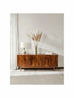 Westwing Collection Enfilade bois massif rétro Paul, larg. 180 cm, haut. 75 cm -Salle à manger Soldes Enfilade bois massif retro Paul 1