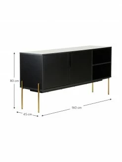 Westwing Collection Enfilade noire Jesper, larg. 160 x haut. 80 cm -Salle à manger Soldes Enfilade noire Jesper 2
