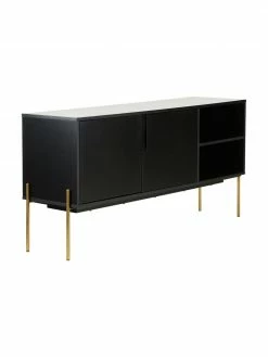 Westwing Collection Enfilade noire Jesper, larg. 160 x haut. 80 cm