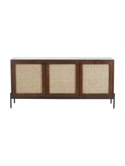 Westwing Collection Enfilade rétro cannage brun foncé Vienna, larg. 165 x haut. 78 cm -Salle à manger Soldes Enfilade retro cannage brun fonce Vienna 5