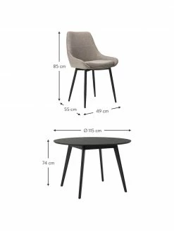 Rowico Ensemble salle à manger Yumi avec chaises noir/beige Sierra, 5 pièces., Lot de différentes tailles -Salle à manger Soldes Ensemble salle a manger Yumi avec chaises noirbeige Sierra 5 pieces 3