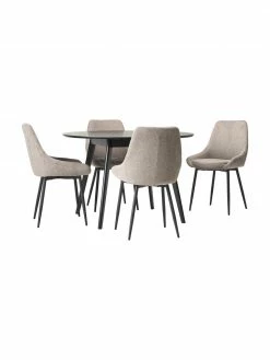 Rowico Ensemble salle à manger Yumi avec chaises rembourrées Sierra, 5 pièces, Lot de différentes tailles