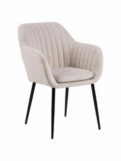 Fauteuil beige pieds en métal Emilia, larg. 57 x prof. 59 cm