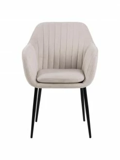 Fauteuil beige pieds en métal Emilia, larg. 57 x prof. 59 cm -Salle à manger Soldes Fauteuil beige pieds en metal Emilia 4