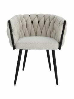 Fauteuil en tissu bouclé blanc Molto, larg. 63 x prof. 52 cm -Salle à manger Soldes Fauteuil en tissu boucle blanc Molto 3