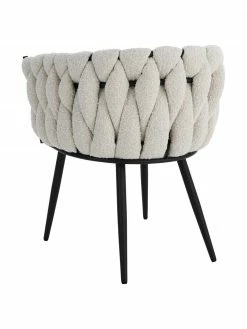 Fauteuil en tissu bouclé blanc Molto, larg. 63 x prof. 52 cm -Salle à manger Soldes Fauteuil en tissu boucle blanc Molto 5
