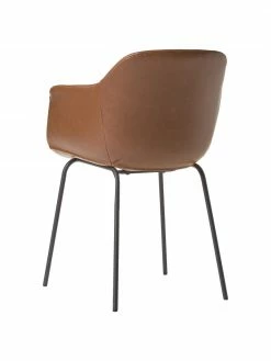 Westwing Collection Petite chaise à accoudoirs cuir synthétique avec pieds en métal Fiji, larg. 58 x haut. 81 cm -Salle à manger Soldes Petite chaise a accoudoirs cuir synthetique avec pieds en metal Fiji 11