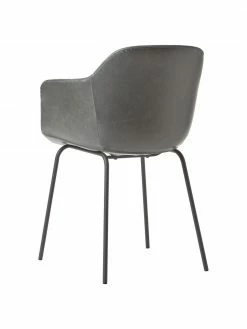 Westwing Collection Petite chaise à accoudoirs cuir synthétique avec pieds en métal Fiji, larg. 58 x haut. 81 cm -Salle à manger Soldes Petite chaise a accoudoirs cuir synthetique avec pieds en metal Fiji 5