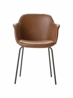 Westwing Collection Petite chaise à accoudoirs cuir synthétique avec pieds en métal Fiji, larg. 58 x haut. 81 cm -Salle à manger Soldes Petite chaise a accoudoirs cuir synthetique avec pieds en metal Fiji 9