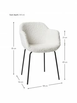 Westwing Collection Petite chaise à accoudoirs tissu peluche avec pieds en métal Fiji, larg. 58 x haut. 81 cm 11 Westwing Collection Petite chaise à accoudoirs tissu peluche avec pieds en métal Fiji, larg. 58 x haut. 81 cm -Salle à manger Soldes Petite chaise a accoudoirs tissu peluche avec pieds en metal Fiji 3