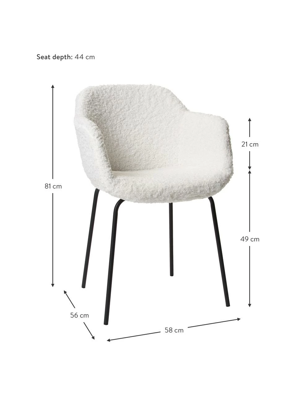 Westwing Collection Petite chaise à accoudoirs tissu peluche avec pieds en métal Fiji, larg. 58 x haut. 81 cm 6 Westwing Collection Petite chaise à accoudoirs tissu peluche avec pieds en métal Fiji, larg. 58 x haut. 81 cm – Image 4