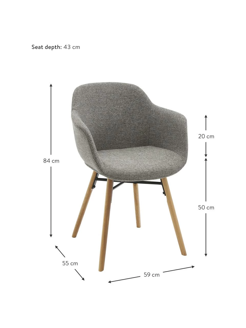 Westwing Collection Petite chaise scandinave Fiji, larg. 59 x prof. 55 cm 5 Westwing Collection Petite chaise scandinave Fiji, larg. 59 x prof. 55 cm – Image 3