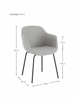 Westwing Collection Petite chaise scandinave gris Fiji, larg. 58 x prof. 56 cm -Salle à manger Soldes Petite chaise scandinave gris Fiji 3