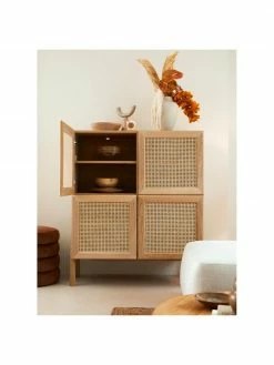 Westwing Collection Rangement bois de chêne avec cannage Jolie, larg. 106 x haut. 127 cm -Salle à manger Soldes Rangement bois de chene avec cannage Jolie 2