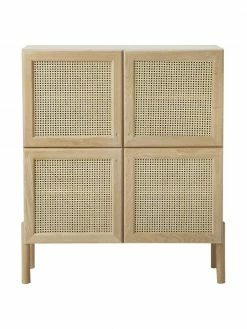 Westwing Collection Rangement bois de chêne avec cannage Jolie, larg. 106 x haut. 127 cm -Salle à manger Soldes Rangement bois de chene avec cannage Jolie 4