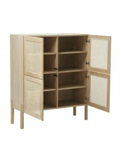 Westwing Collection Rangement bois de chêne avec cannage Jolie, larg. 106 x haut. 127 cm -Salle à manger Soldes Rangement bois de chene avec cannage Jolie 5