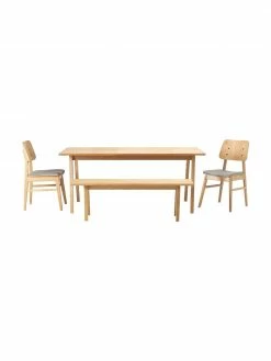 Rowico Table Melfort avec banc et chaises Nagano, 4 élém., Lot de différentes tailles