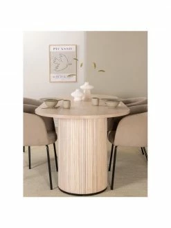 Table à manger ovale avec placage en chêne brossé blanc Bianca, 200 x 90 cm, larg. 200 x prof. 90 cm -Salle à manger Soldes Table a manger ovale avec placage en chene brosse blanc Bianca 200 x 90 cm 2