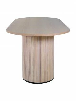 Table à manger ovale avec placage en chêne brossé blanc Bianca, 200 x 90 cm, larg. 200 x prof. 90 cm -Salle à manger Soldes Table a manger ovale avec placage en chene brosse blanc Bianca 200 x 90 cm 5