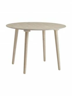 Table à manger ronde beige Jolina, Ø 106 cm, Ø 106 x haut. 76 cm