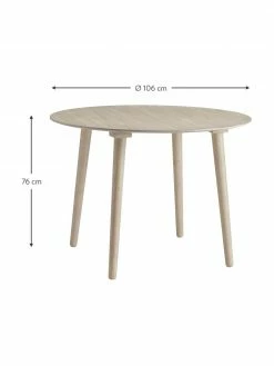 Table à manger ronde beige Jolina, Ø 106 cm, Ø 106 x haut. 76 cm -Salle à manger Soldes Table a manger ronde beige Jolina O 106 cm 3