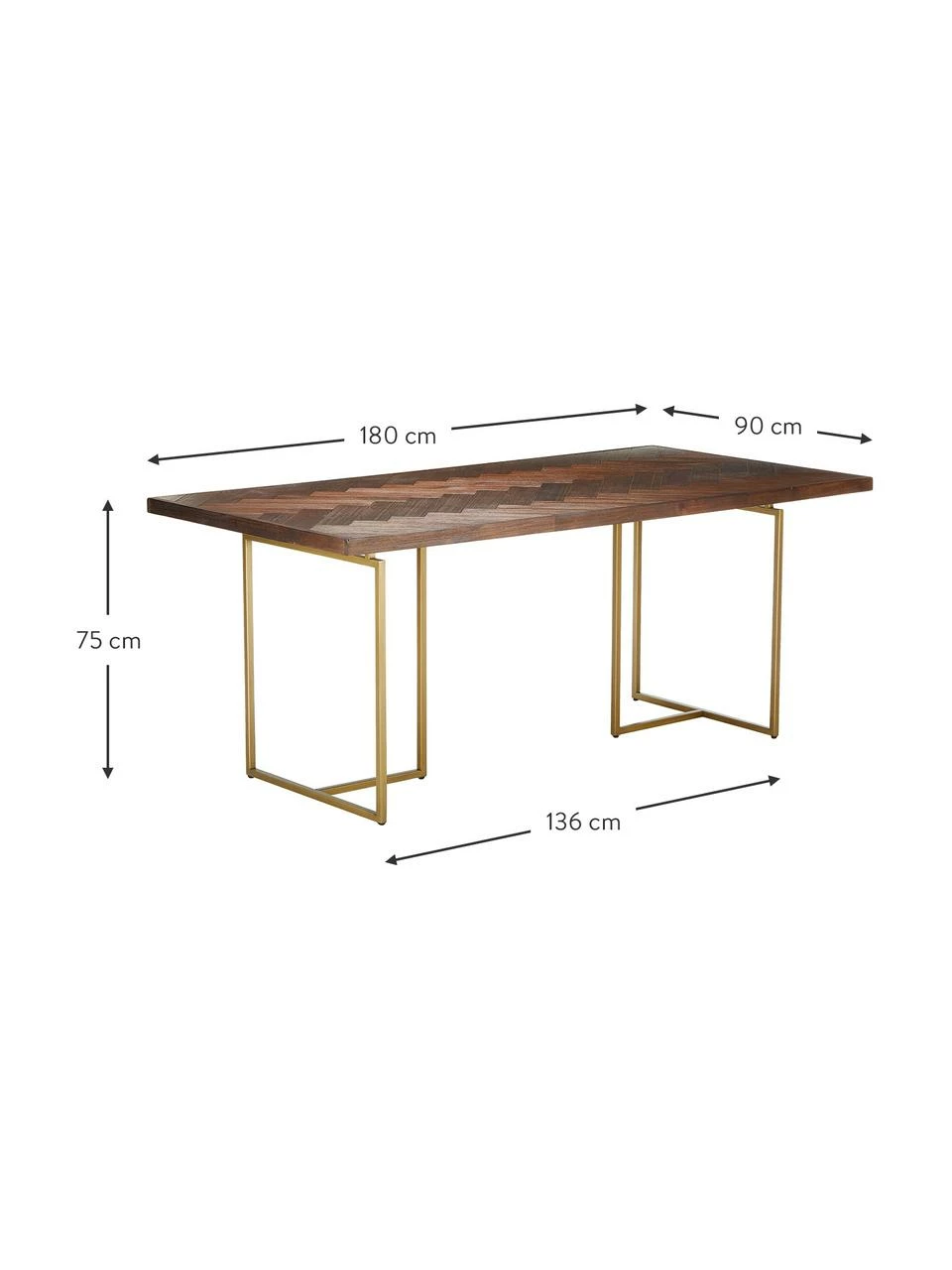 Dutchbone Table à motifs chevrons Class, tailles variées, larg. 180 x prof. 90 cm 5 Dutchbone Table à motifs chevrons Class, tailles variées, larg. 180 x prof. 90 cm – Image 3