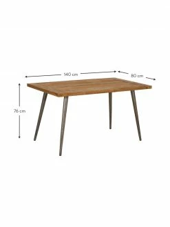 Table avec plateau en bois Kapal, différentes tailles, larg. 140 x prof. 80 cm -Salle à manger Soldes Table avec plateau en bois Kapal differentes tailles 3