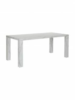 Westwing Collection Table blanche aspect marbre Carl, 180 x 90 cm, larg. 180 x prof. 90 cm