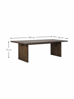 Rowico Table bois de ch&ecirc;ne fonc&eacute; Emmett, 240 x 95&nbsp;cm, larg. 240 x prof. 95 cm -Salle à manger Soldes Table bois de chene fonce Emmett 240 x 95 cm 2