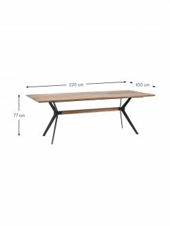 Kare Design Table bois de chêne massif Downtown, différentes tailles, larg. 220 x prof. 100 cm -Salle à manger Soldes Table bois de chene massif Downtown differentes tailles 3