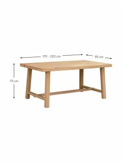 Rowico Table extensible bois de chêne Brooklyn, différentes tailles, larg. de 170 à 220 x prof. 95 cm -Salle à manger Soldes Table extensible bois de chene Brooklyn differentes tailles 3