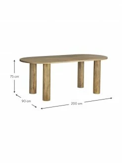 Table ovale bois de manguier massif Grow, 200 x 90 cm, larg. 200 x prof. 90 cm -Salle à manger Soldes Table ovale bois de manguier massif Grow 200 x 90 cm 3