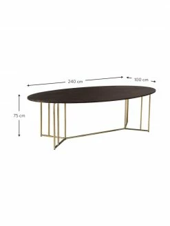 Westwing Collection Table ovale bois de manguier style art déco Luca, différentes tailles, larg. 240 x prof. 100 cm -Salle à manger Soldes Table ovale bois de manguier style art deco Luca differentes tailles 3