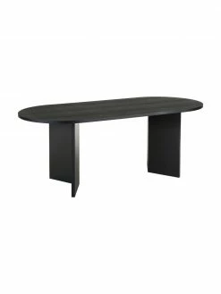 Westwing Collection Table ovale en bois noir Joni, 200 x 90 cm, larg. 200 x prof. 90 cm
