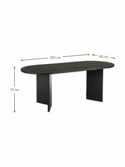 Westwing Collection Table ovale en bois noir Joni, 200 x 90 cm, larg. 200 x prof. 90 cm -Salle à manger Soldes Table ovale en bois noir Joni 200 x 90 cm 3