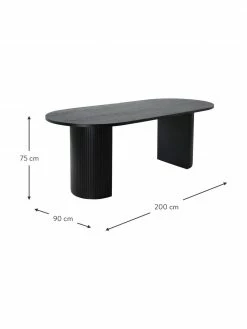 Table ovale noire plaquée chêne Bianca, 200 x 90 cm, larg. 200 x prof. 90 cm -Salle à manger Soldes Table ovale noire plaquee chene Bianca 200 x 90 cm 2